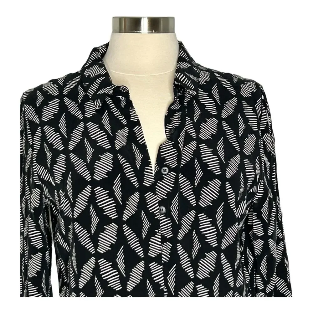 Whistles Courtney Geo Printed Dress Black and White Size 8